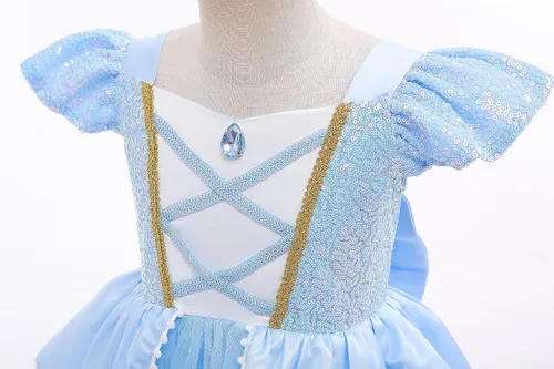 Vista 7 de Hulaha Disfraz de princesa para niñas, disfraz de cosplay de Halloween para Cenicienta, 6-7 años