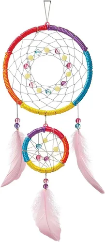 Vista 2 de 4M 404732 Kit de manualidades Create hanging room decor with 2 hoops, color & glow-in-the-dark beads, feathers and string for kids ages 5 and up