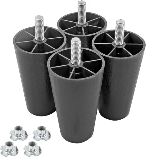 Vista 9 de 4 patas de sofá de 2.5 pulgadas, patas de sofá de plástico Patas cónicas de los muebles, pernos de la suspensión M8, para la mesa de centro