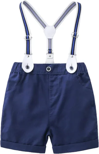 Vista 6 de Trajes de caballero para bebé, camisa de manga corta para bebé+pantalones con babero+corbatín conjunto de ropa