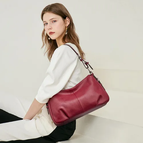 Vista 2 de S-ZONE Bolso de hombro para mujer Hobo, bolsa de hombro de cuero genuino, bolso cartera