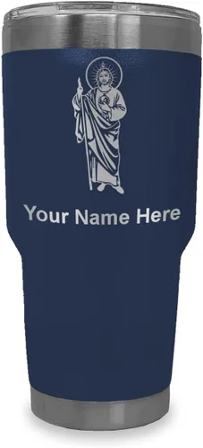 Vista 33 de LaserGram Vaso aislado al vacío de 20 onzas, Saint Jude, grabado personalizado incluido (negro)