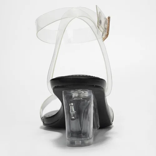Vista 5 de Cape Robbin Nerina - Tacones transparentes para mujer, tacón grueso y transparente, con correa transparente, con tiras abiertas