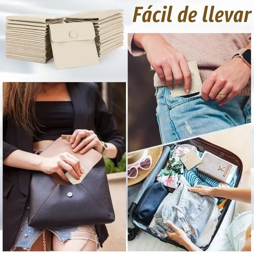 Vista 8 de Paquete de 120 bolsas de microfibra para joyas con paño de limpieza de 3.2 x 3.2 pulgadas, bolsa de embalaje de joyas con bolsas de botón a presión