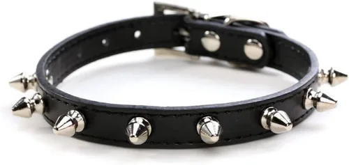 Vista 7 de Collares con púas para perros pequeños, collar de gato con punta de remache, collar de piel sintética con tachuelas, collar para cachorros