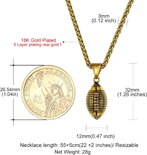 Vista 6 de GOLDCHIC JEWELRY Sport Necklace for Men Boys, Customized Unisex Stainless Steel Baseball Cross necklaceSoccerFootballBasketball Necklace with Chain