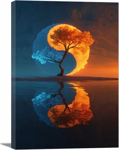 Vista 12 de VOCBAN Nature Tree of Life Abstract Pictures Canvas Painting Large Modern Canvas Wall Art Colorful Trees Living Room Wall Decor Plant Prints(black