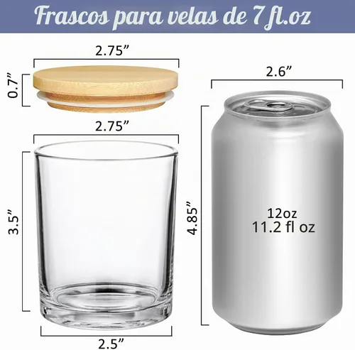 Vista 2 de SUPMIND Paquete de 30 - tarros de vela de cristal, tarros vacíos transparentes de 7 onzas con tapa hermética de bambú, recipientes de velas a granel
