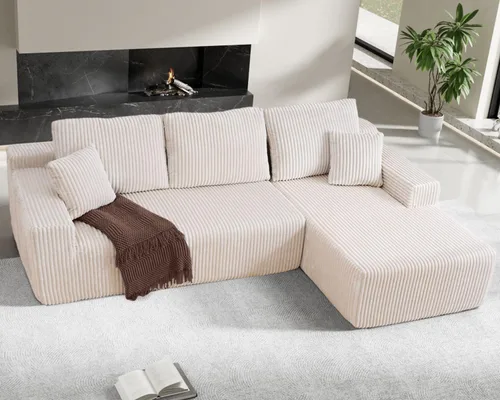 Vista 10 de Sofá modular Cloud de 105 pulgadas, sofá modular en forma de L con asiento profundo, sofás sin hueso para sala de estar y dormitorio, tapicería