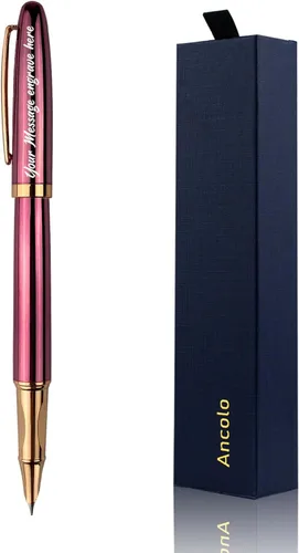 Vista 12 de Ancolo Pluma estilográfica de negocios de lujo personalizada con caja de bolígrafo, bolígrafos de calidad, cuerpo de metal, personalizado