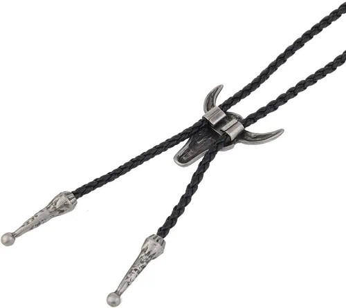 Vista 192 de Jeilwiy Corbata de bolo para hombre, corbata de vaquero occidental, collar de corbata de bolo dorado, corbata de cuero, corbata de Halloween