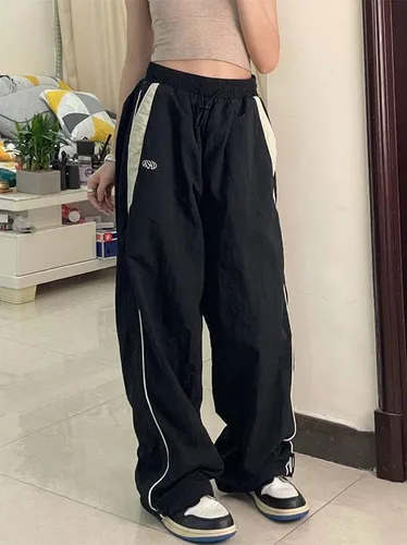 Vista 5 de RICHTRUE Pantalones deportivos Y2k para mujer, pantalones holgados Y2k, pantalones de paracaídas Y2k, ropa Y2k, pantalones Y2k para mujer