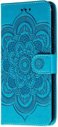 Vista 2 de Funda para Motorola Moto E (2020) con tarjetero y función atril magnético de cuero suave para Moto E 2020 (Azul)