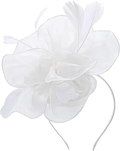 Vista 12 de Yokawe Tocado con plumas y plumas, diadema de cóctel para fiesta de té para mujer Negro