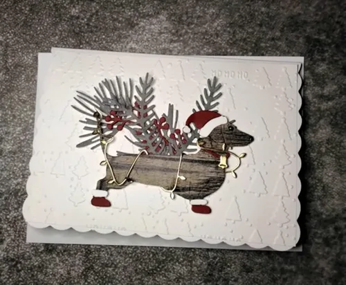 Vista 6 de Troqueles de metal de Navidad, lindo animal salchicha perro festival troquelado plantillas de bricolaje manualidades tarjetas cortes para hacer