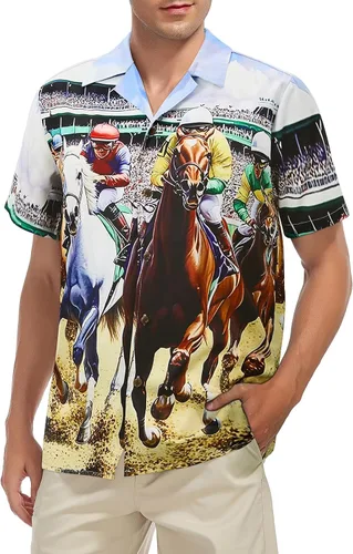Vista 163 de Camisa hawaiana para hombre, con estampado floral, cómoda, con botones, casual, manga corta, ropa de playa para hombre