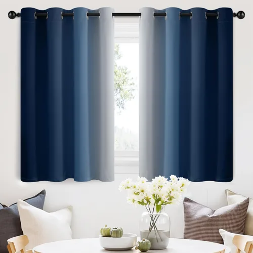 Vista 55 de SimpleHome Cortinas degradadas degradadas para oscurecer la habitación de 36 pulgadas de largo para dormitorio, con ojales y bloqueo de luz Negro
