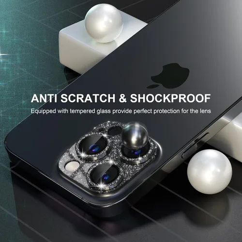Vista 4 de Choiche Compatible con iPhone 15 Pro/iPhone 15 Pro Max, protector de lente de cámara brillante con protector de pantalla de lente de vidrio templado