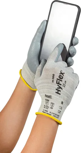 Vista 4 de Hyflex 11-100 Guantes de nailon recubiertos de nitrilo de espuma resistente a cortes con compatibilidad con pantalla táctil para automóviles
