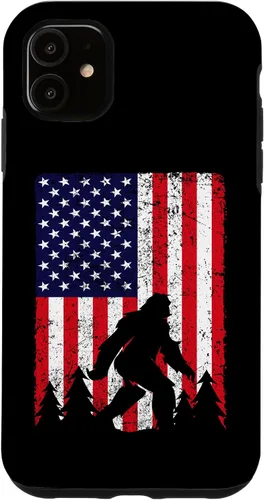 Vista 5 de Funda patriótica para iPhone 15 Bigfoot 4 de julio con la bandera de Estados Unidos