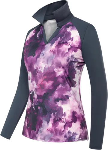 Vista 5 de JACK SMITH Women Collared Polo Shirts Long Sleeve Workout Tops for Running Hiking Exercise