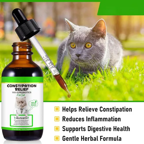 Vista 3 de Gotas para aliviar el estreñimiento de gatos, laxante natural para gatos con 6 probióticos, suplemento líquido suavizante para la salud digestiva