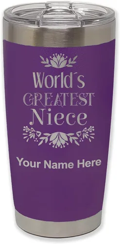 Vista 39 de LaserGram Vaso aislado al vacío de 20 onzas, con grabado personalizado incluido (negro)
