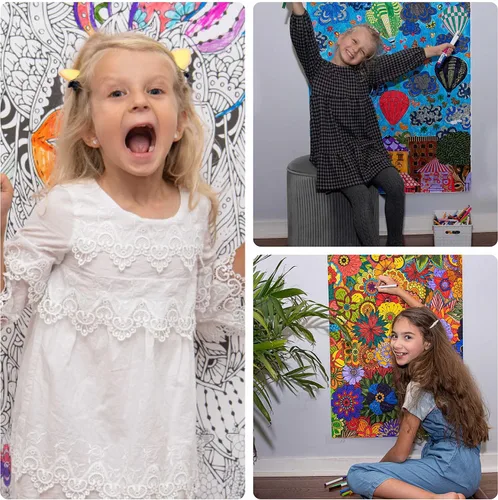 Vista 2 de SJPRINTER Arte de pared inspirador, póster motivacional gigante para colorear con mandala, para niños y adultos, ideal para niñas y niños