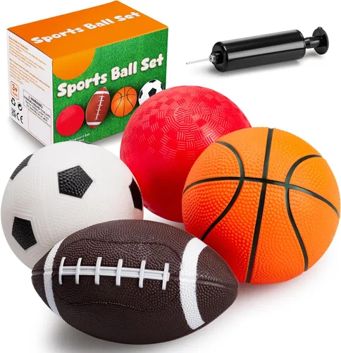 Vista 9 de PlayZap Paquete de 6 pelotas para niños pequeños, juego de pelotas suaves de espuma, 3.5 pulgadas, pequeñas, fútbol, baloncesto, béisbol, fútbol