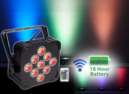 Vista 9 de Rockville Best PAR 60 - Luces de lavado recargables RGBWA+UV Par con DMX inalámbrico, batería de 13,200 mAh, LED de 6 x 6 W, ángulo de haz de 30