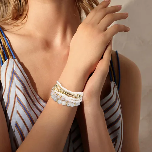 Vista 2 de FINREZIO 3-5 Sets Bohemian Beaded Bracelets for Women Multilayer Stretch Stackable Bracelet Set Multicolor Jewelry