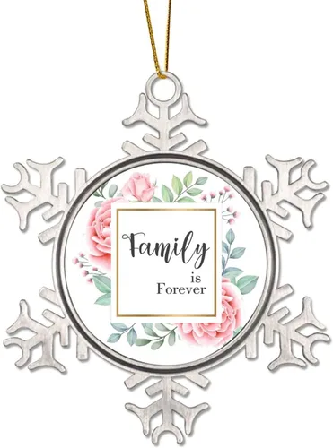 Vista 20 de Corona de flores florales Life is Sweet Adorno de copo de nieve de metal para árbol de Navidad, decoración colgante de árbol de Navidad, divertido