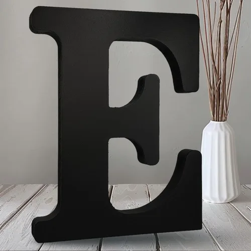 Vista 12 de AOCEAN Letras de madera negra de 10 pulgadas, letras de madera sin terminar para Halloween, letras decorativas de pie, rebanadas, decoración