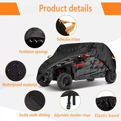 Vista 4 de Funda de motocicleta para todo tipo de clima, con tiras reflectantes compatibles con ATV genérica, cubierta utv compatible con ATV genérica