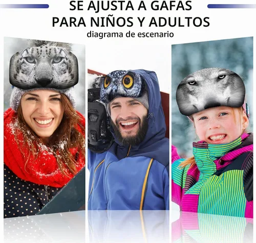 Vista 4 de Civaner 4 Piezas Funda para Gafas de Esquí y Snowboard, Funda para Gafas de Microfibra, Protección Contra Rayones y Polvo para Viajes Animal