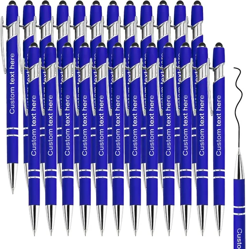 Vista 29 de Amlion Bolígrafos personalizados a granel, bolígrafos personalizados con lápiz capacitivo con nombre, mensaje y logotipo grabado, regalo