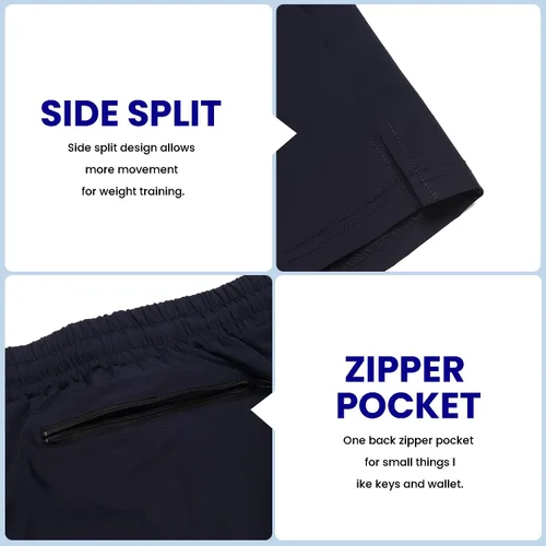 Vista 6 de COOFANDY - Paquete de 2 pantalones cortos de entrenamiento para hombre, diseño con bolsillos, de secado rápido, para fisicoculturismo, levantamiento