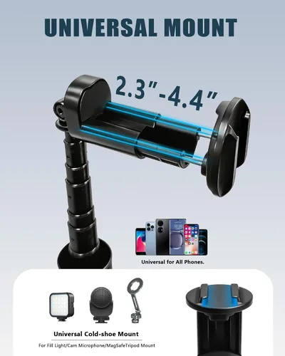 Vista 3 de Trípode automático para teléfono, 67 pulgadas de despliegue automático para selfie stick con control remoto, giratorio de 360°, extensible