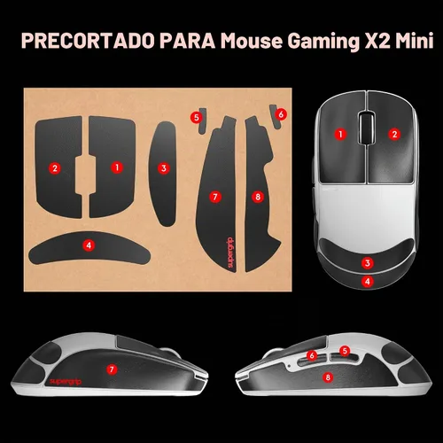 Vista 6 de Pulsar Gaming Gears SUPERGRIP - Juego de cintas de agarre para X2, X2V2 Transparente