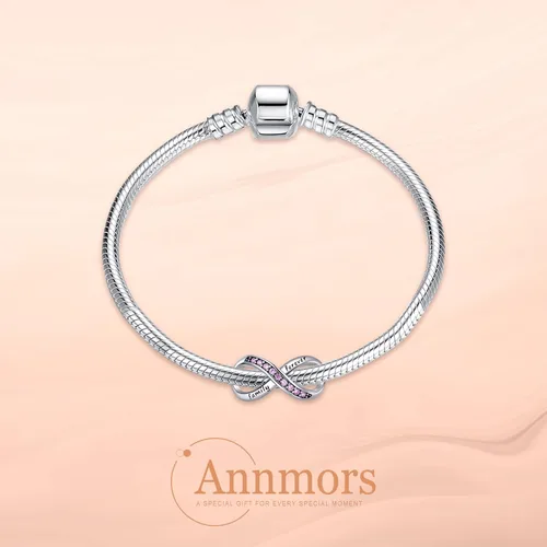 Vista 2 de Annmors Family Charm Love your Dad Mon Sister Infinity Charm fits Bracelets 925 Sterling Silver-Lucky Charm for Woman Pendant Bead Jewelry Beads