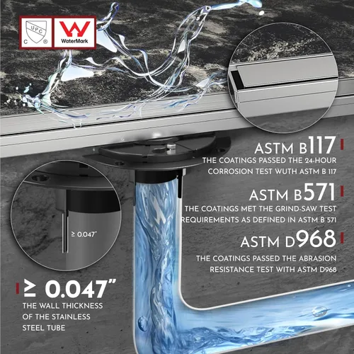 Vista 5 de WEBANG Drenaje de ducha lineal de 12 pulgadas, desagüe de piso rectangular con accesorios, cubierta reversible 2-en-1, rejilla de inserción
