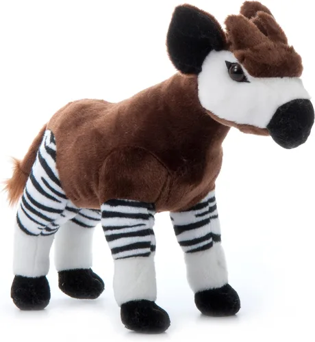 Vista 5 de The Petting Zoo Peluche africano de Okapi, regalos para niños, animales salvajes del zoológico Onez, juguete de peluche africano Okapi de 12 pulgadas
