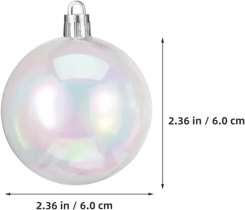 Vista 7 de HOMSFOU 54 bolas de adornos iridiscentes de Navidad, adornos transparentes rellenables, bolas de plástico de Navidad, bolas de árbol inastillables