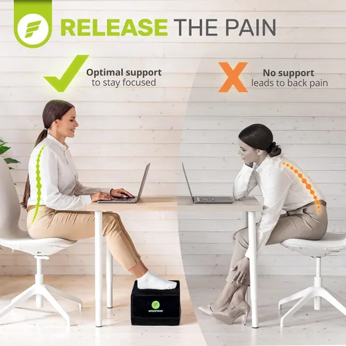 Vista 7 de ErgoFoam Reposapiés XL para debajo del escritorio en el trabajo para taburetes y sillas altas, respaldado por quiropráctico, reposapiés ajustable 2