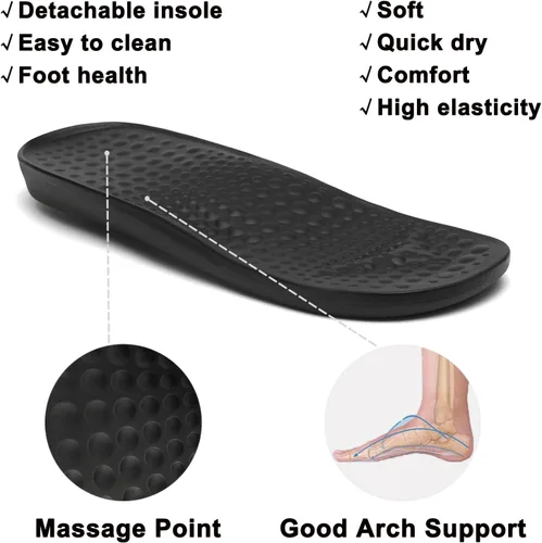 Vista 2 de VZQ Zuecos con soporte de arco para mujeres y hombres, pantuflas de jardín, sandalias de playa para exteriores, con plantillas de pies para fascitis