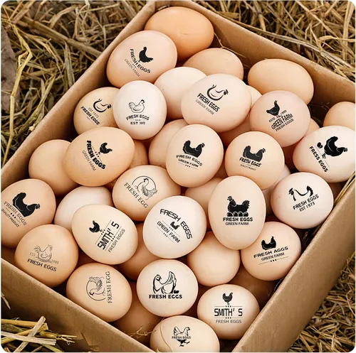 Vista 6 de Sellos de huevos personalizados para huevos frescos, sello de huevo de pollo personalizado con logotipo de nombre, sello de huevo personalizado