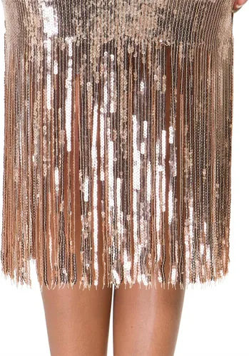 Vista 6 de VVMCURVE Vestido sexy con cuello en V para mujer, con lentejuelas, con purpurina, elástico, vestido de fiesta de los años 20, gran Gatsby