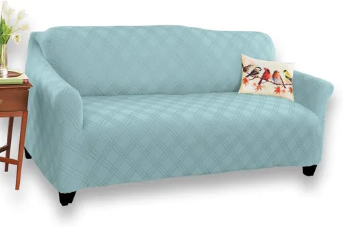 Vista 9 de Collections Etc Funda elástica para muebles de doble diamante, color azul marino, silla de ala
