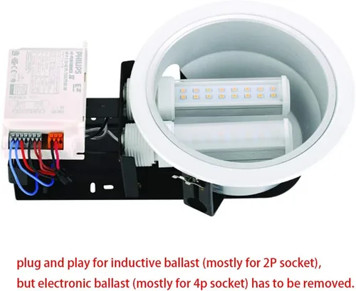 Vista 5 de 2 piezas G24d 2Pin 7W 5.7 pulgadas CFL 2U PL-C 13 W Horizontal LED de repuesto giratorio PL horizontal empotrable techo equivalente