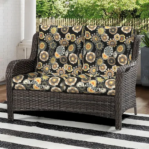 Vista 4 de Juego de 2 cojines para sillas de asiento para exteriores, cojines de muebles de patio con respaldo copetudo, repuesto de mimbre repelente al agua